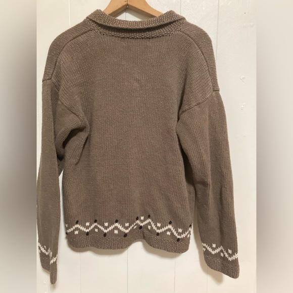 Vintage Ramie Cotton Knit Patchwork Cardigan Granny Sweater M - Picture 11 of 11